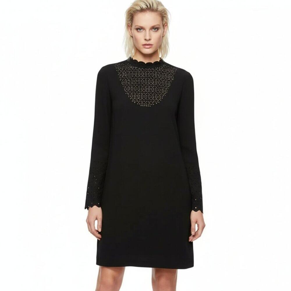 Zara Mini Shift Dress Faux Suede Black Size S NWOT
